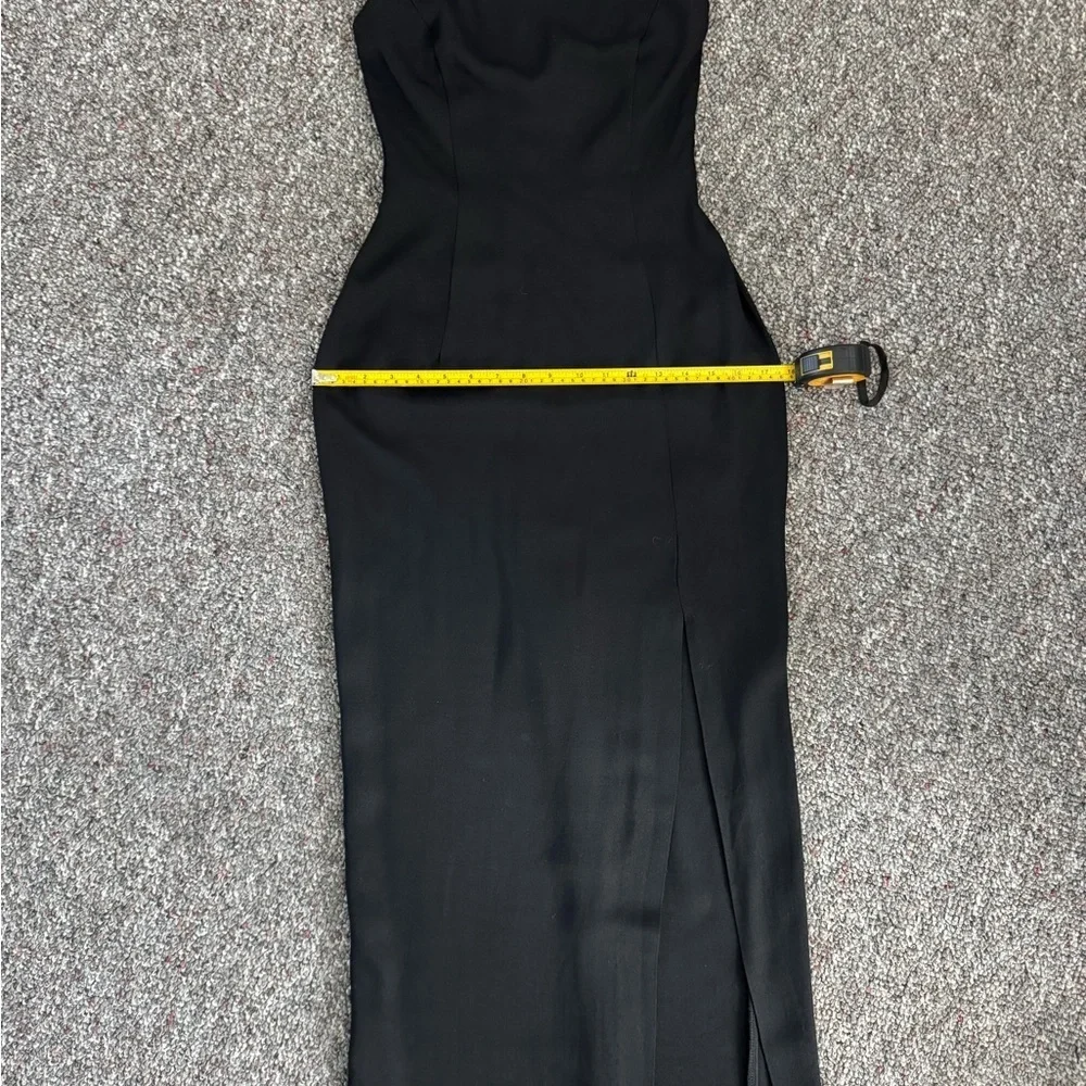jessica mcclintock black dress Vintage 80s Jessica McClintock Black w/ Gold Sequins Strapless Long Dress Sz S